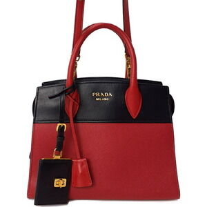 Prada Esplanade handbag black red Saffiano leather